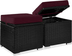 Best Choice Products Set of 2 Wicker Ottomans, Additional Seating, Side Table by BestChoiceProducts