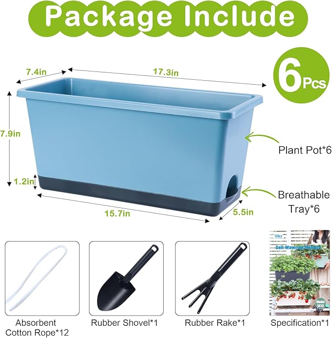 Window Box Planter 6 Pcs, 17 Inches Rectangle Flower Pots - Image 7