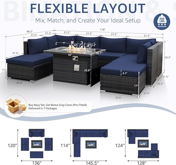 NICESOUL 9 Piece Oversized Outdoor Patio Furniture Set, 29.3'' High Back Comfy - Image 4