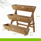 3-Tiers Wooden Raised Garden Bed Tiered Planter Box Flower Pots Vertical Garden - Image 3
