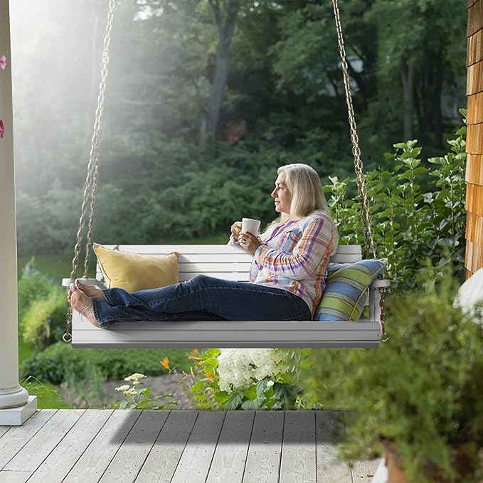 VINGLI Upgraded Patio Wooden Porch Swing - Image 4