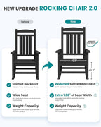 SERWALL HDPE Outdoor Rocking Chair Set of 2, Patio Rocking Chairs, All-Weather - Image 4