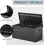 Patiowell 120 Gallon Large Deck Box, Outdoor Lockable Storage Box - Image 7