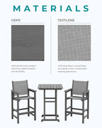 SERWALL 3 Pieces Textilene Adirondack Bar Set, Tall Adirondack Bar Height Chairs - Image 6
