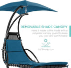 Best Choice Products Outdoor Hanging Curved Steel Chaise Lounge Chair Swing - Image 4