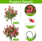 Fake Artificial Flowers for Outdoors Decoration, 4 Bundles Silk Faux Spring - Image 2