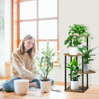 4 Tier Plant Stand Indoor, Thickened Metal Wood Corner Plant Shelf Stands - Image 6