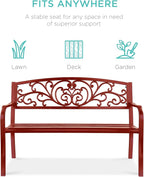 Best Choice Products Outdoor Bench Steel Garden Patio Porch Furniture - Image 3