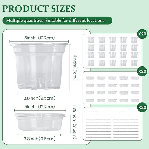 20 Pack 5 Inch Clear Self Watering Plant Pots - Image 2