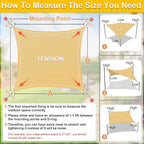 KANAGAWA Sun Shade Sail 16'x20' Sand Rectangle UV Block Canopy Awning Shelter - Image 2