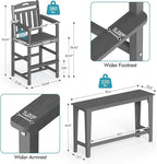 Ciokea 3 Pcs Outdoor Bar Height Table Set, Heavy-Duty All-Weather HDPE Patio - Image 3
