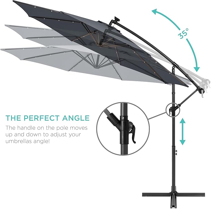 Best Choice Products 10ft Solar LED Offset Cantilever Hanging Market Patio - Image 4