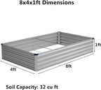8x4x1 ft Galvanized Raised Garden Bed, Outdoor Planter Box Metal Patio Kit - Image 2