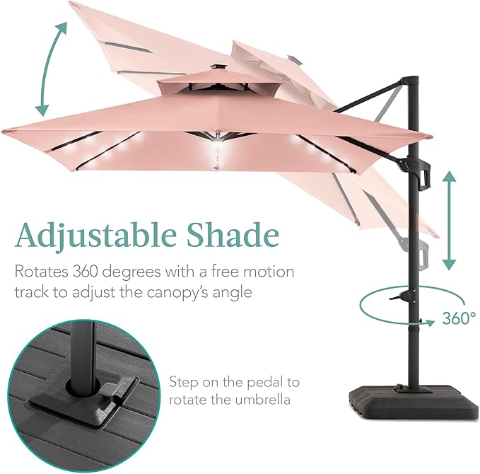 Best Choice Products 10x10ft Cantilever Patio Umbrella w/Base Included - Image 4