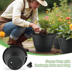 3 Pack 11 Inch Plant Pots, Plastic Flower Pots - Image 2