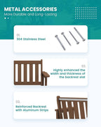 SERWALL Outdoor Bench, HDPE Outdoor Benches Weatherproof, 2-Person Garden Bench - Image 4