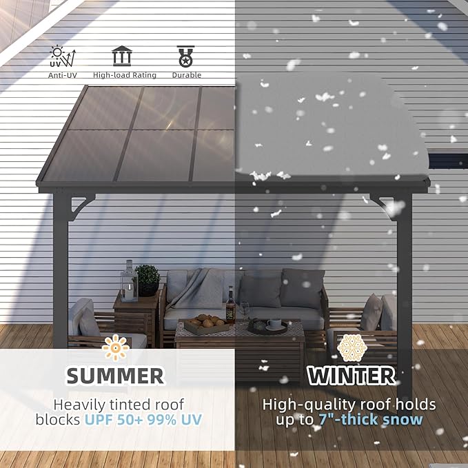 AECOJOY 10' x 10' Adjustable Height Outdoor Gazebo Pergola - Image 6
