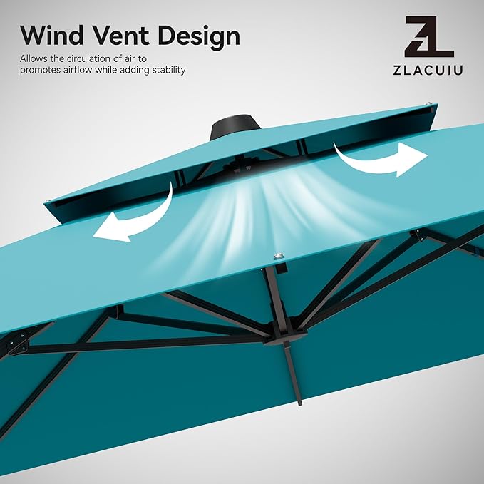 9x12FT Turquoise Cantilever Outdoor Patio Umbrella - Image 7