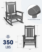 KINGYES Oversized Outdoor Rocking Chair Set of 2, HDPE Patio Rocking Chairs - Image 3