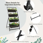 Giantex 5.2FT Vertical Raised Garden Bed, 4-Tier Elevated Planter Box w/4 - Image 6