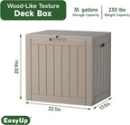 EasyUp 35 Gallon Resin Deck Box Waterproof, UV Resistant Outdoor Storage Box - Image 2