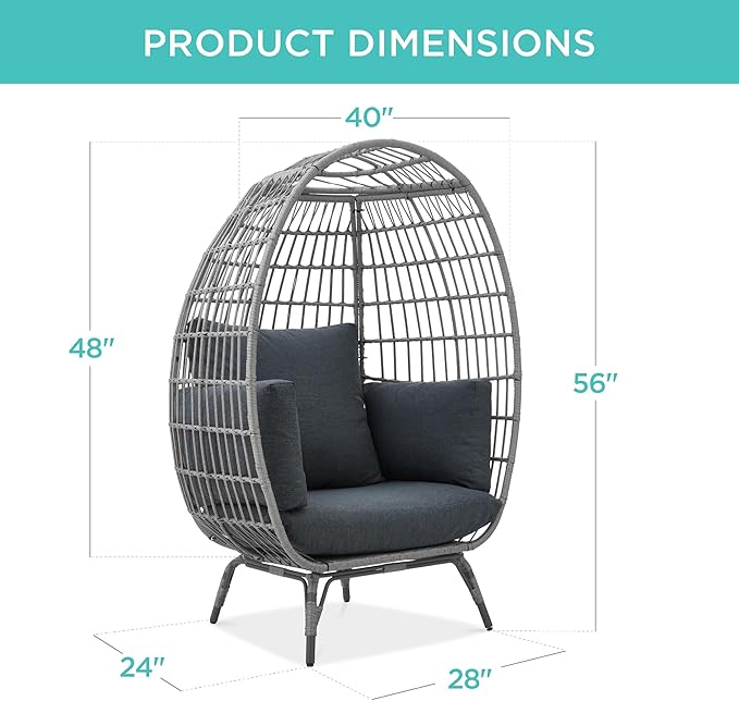 Best Choice Products Wicker Egg Chair, Oversized Indoor Outdoor Lounger - Image 2