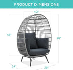 Best Choice Products Wicker Egg Chair, Oversized Indoor Outdoor Lounger - Image 2