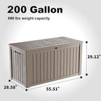 DRATO 200 Gallon Deck Box, Waterproof Resin Large Outdoor Storgae Box - Image 5