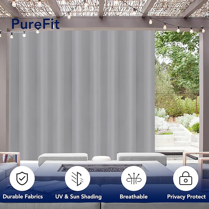 PureFit Outdoor Curtains for Patio Waterproof Weatherproof, UV and Fade - Image 3