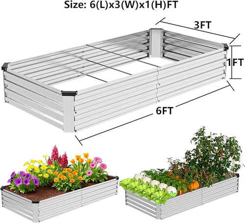 2 Pack 6x3x1FT Galvanized Metal Raised Garden Bed Kit - Image 2