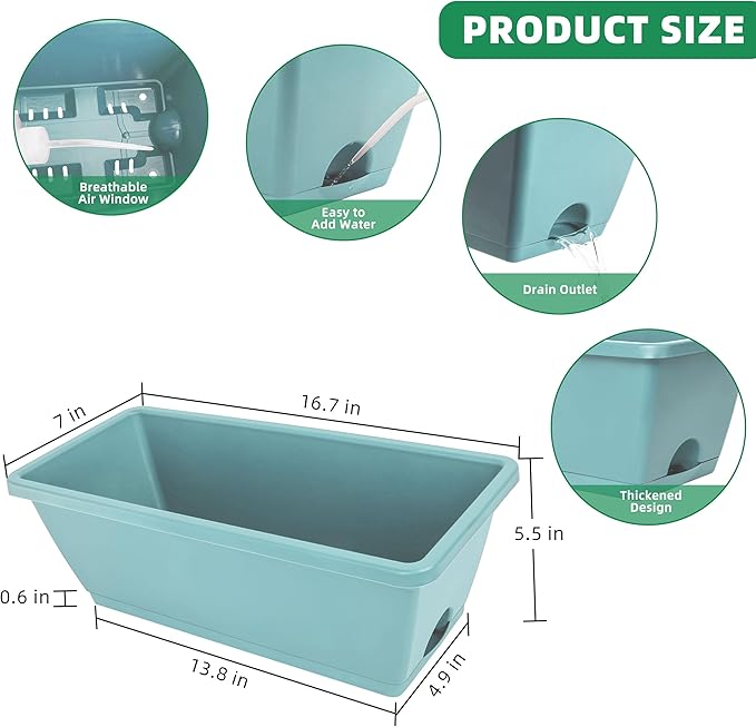 Window Box Planter, 12 Pack Plastic Vegetable Flower Planters Boxes 17 Inches - Image 4