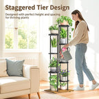 LASZOLA Black 7 Tier Plant Stand Indoor Heavy Duty Metal Planter Flower Holder - Image 2