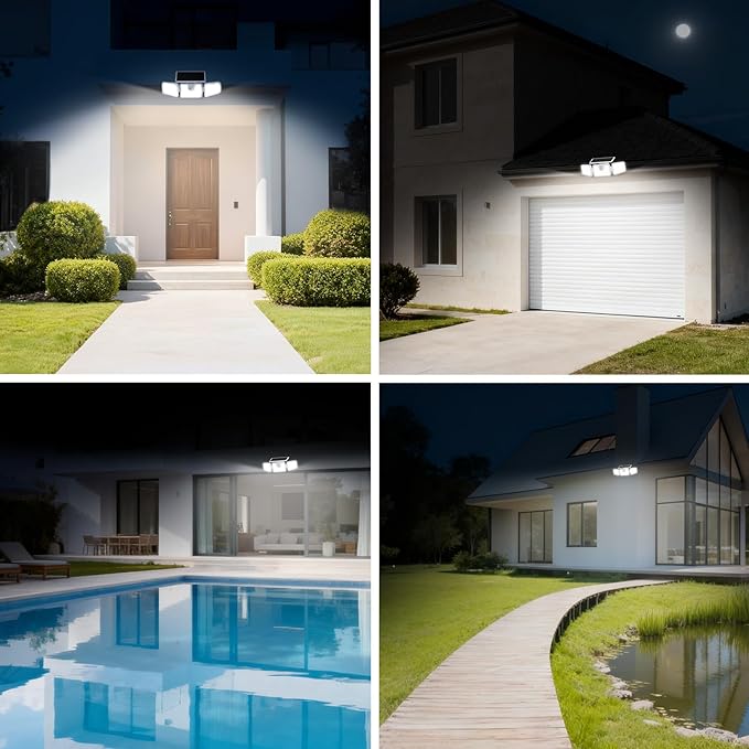 INCX Solar Motion Sensor Lights Outdoor, 3 Heads Security Lights Solar Powered - Image 8