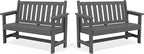 SERWALL Outdoor Bench, HDPE Outdoor Benches Weatherproof, 2-Person Garden Bench by SERWALL