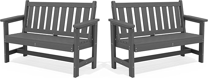 SERWALL Outdoor Bench, HDPE Outdoor Benches Weatherproof, 2-Person Garden Bench by SERWALL