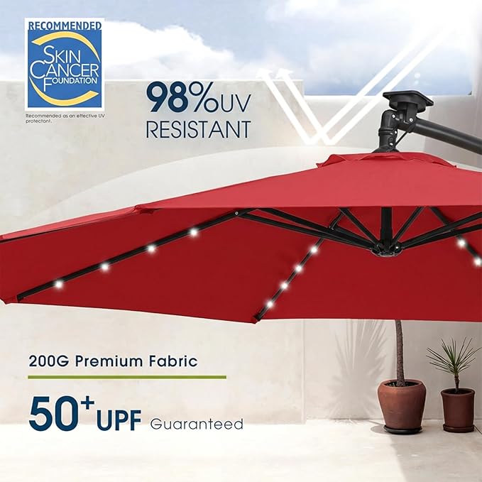 wikiwiki 10ft Solar LED Patio Umbrella - Image 4