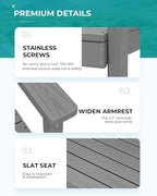 SERWALL Patio Dining Table and Bench Set - Image 5