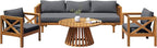 Merax Outdoor 4-Piece Acacia Wood Conversation Set - Image 3