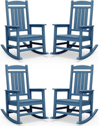 SERWALL Rocking Chairs Set of 4, HDPE Outdoor Rocking Chair, All-Weather Porch by SERWALL