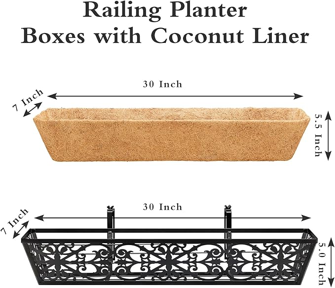 6 Pack 30 Inch Window Boxes Planters Railing Planter Box - Image 5