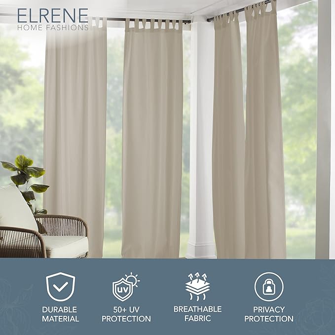 Elrene Home Fashions Matine Weatherproof Tab-Top Indoor/Outdoor Solid Color - Image 3