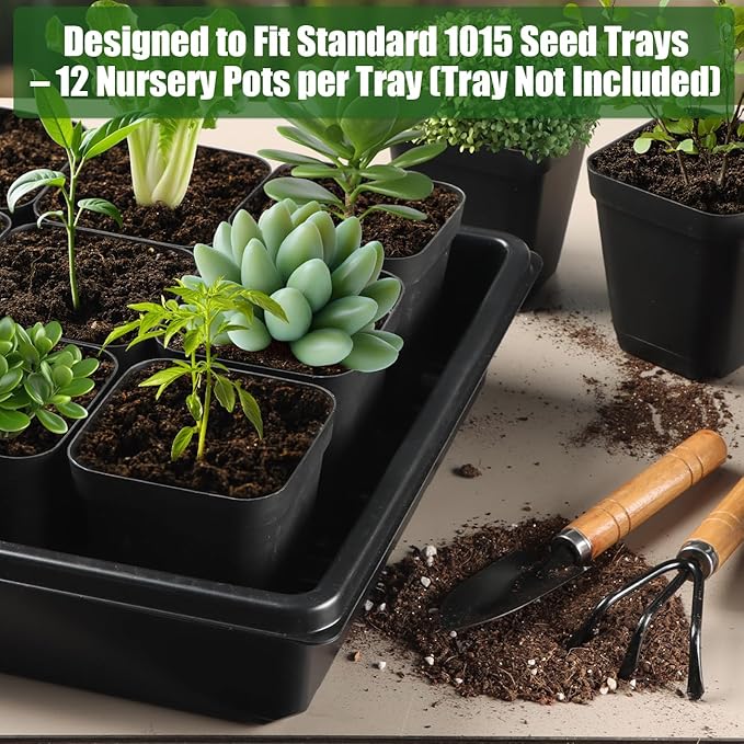 100 Pack Plant Nursery Pots 3.15 Inch, Durable Square Seedling Pots - Image 6