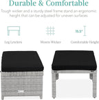 Best Choice Products Set of 2 Wicker Ottomans, Additional Seating, Side Table - Image 3