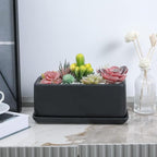 MyGift 10 Inch Matte Black Ceramic Indoor Plant Pot Succulent Planter, - Image 3