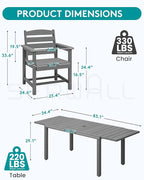 SERWALL 7-Piece Patio Dining Sets, All Weather HDPE Outdoor Furniture Set - Image 2