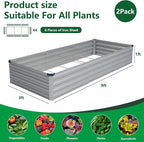 Vengarus 2 Pack 9x3x1FT Galvanized Raised Garden Bed Kit, Outdoor Metal Planter - Image 2