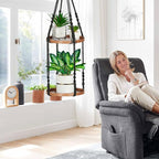 2 Tier Macrame Plant Hanger | Plant Hanger Indoor, Hanging Planter | Hanging - Image 6
