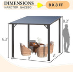 AECOJOY 8x8 Hardtop Gazebo Outdoor Pergola, Small Heavy Duty Lean to Metal - Image 7