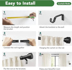 Time Forest Curtain Rods for Windows 32 to 240, 1 Inch Adjustable Black Heavy - Image 9