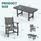 Pamapic 5-Piece Outdoor Dining Set, HDPE Outdoor Rectangular Table and 4 Chairs - Image 8